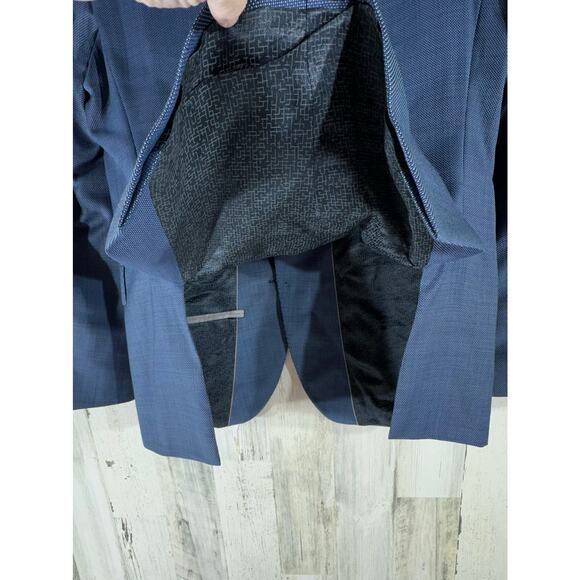 Boss Hugo Boss Mens Blazer Sport Coat Size 38 R Blue Tiny Geometric Viscose READ - Picture 12 of 13